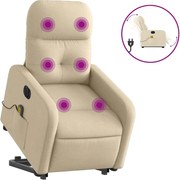 vidaXL Fotoliu electric de masaj rabatabil cu ridicare, crem, textil