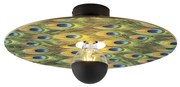Plafoniera neagră cu abajur plat design păun 45 cm - Combi