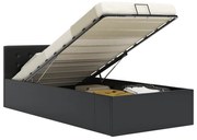 vidaXL Cadru pat hidraulic cu ladă negru 90 x 200 cm piele ecologică