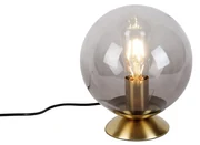 Lampă de masă Art Deco din alamă cu sticlă fumurie - Pallon