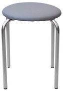 Scaun dining de tip taburet Sofi Chrome, piele ecologica, gri