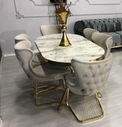 SET STELLA CREM CU AURIU MASA+6 SCAUNE