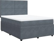 vidaXL Pat box spring cu saltea, gri închis, 160x200 cm, catifea