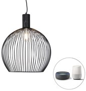 Lampă suspendată rotundă inteligentă neagră 50 cm incl. Wifi G95 - Dos
