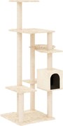vidaXL Ansamblu de pisici cu stâlpi din funie de sisal, crem, 142 cm