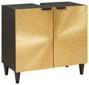 vidaXL Dulap de chiuvetă cu raft cu ușă Negru și Aur 62 x 33 x 58 cm