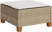 vidaXL Taburet de grădină cu pernă, bej, 63,5x56x32 cm, poliratan