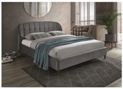 Pat tapitat cu catifea Liguria - Gri - 160x200