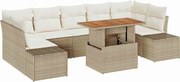 vidaXL Set de masă pentru grădină cu pernă 8 pcs Bej și crem