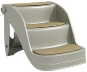 Scară pliabilă PawHut 3 trepte pentru câini mici, covorașe antiderapante, 49 x 38 x 38 cm — gri | Aosom Romania