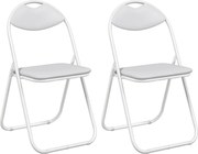 vidaXL Scaun pliant 2 pcs Alb 48 x 43,5 x 81 cm Piele artificială