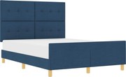vidaXL Cadru de pat cu headboard albastru 140 x 190 cm țesătură