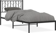 vidaXL Cadru pat metalic cu tăblie, negru, 90x200 cm
