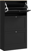 HOMCOM Dulap Îngust pentru Pantofi cu 3 Sertare și Rafturi Reglabile pe 2 Niveluri, 60x23,5x115 cm, Negru | Aosom Romania