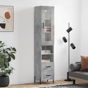 vidaXL Dulap înalt, gri beton, 34,5x34x180 cm, lemn prelucrat