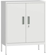 HOMCOM Dulap de Birou din Oțel cu 2 Rafturi Reglabile cu Sistem de Încuiere și 2 Chei, 80x40x100 cm, Alb | Aosom Romania