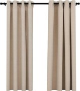 vidaXL Perdele opace, aspect pânză, cu ocheți, 2 buc, bej, 140x175 cm