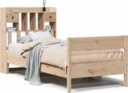 vidaXL Pat cu bibliotecă fără saltea, 75x190 cm, lemn masiv de pin