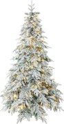 HOMCOM Brad de Crăciun Înzăpezit 210 cm cu 450 de Lumini LED Alb Cald, Timer, Telecomandă, 8 Modalități, 1080 de Ramuri Ignifuge | Aosom Romania