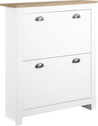 HOMCOM Dulap pentru Pantofi cu 2 Sertare pentru 12 Perechi de Încălțăminte, Dulap de Depozitare, 79x23x90,5 cm, Alb | Aosom Romania