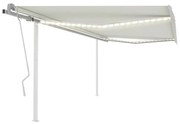 vidaXL Copertină retractabilă manual, cu LED, crem, 4x3 m