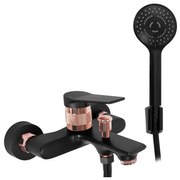 Baterie cada - dus Rea Viral monocomanda negru - rose gold cu set de dus