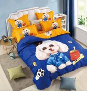 Lenjerie de Pat Finet 3D cu 2 Fete, 6 Piese, Pat 2 Persoane, Dog