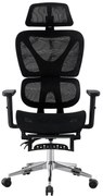 RIGACHAIR Scaun ergonomic, cotiere 2D, tetiera 2D, recliner 155°, suport picioare, Full Mesh, Negru
