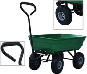 vidaXL Cărucior manual de grădină basculabil, verde, 300 kg, 75 L