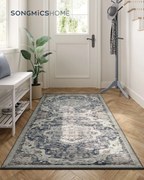 Covor antiderapant Songmics Vintage, 80x150 cm, lavabil la masina, poliester, gri dove