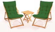 Set mobilier de grădină verde/natural din lemn de fag pentru 2 persoane – Floriane Garden