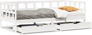 vidaXL Pat de zi cu sertare, alb, 80x200 cm, lemn masiv pin