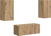 vidaXL Set comodă TV Pe perete 2 pcs Stejar Artizanal Lemn compozit