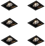 Set 6 becuri Spot modern încastrat negru de 18 cm reglabil - Artemis 111