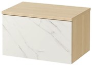 Dulap baie suspendat Cersanit Inverto CALACATTA 60 cm pentru lavoar pe blat stejar cu placa ceramica