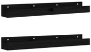 vidaXL Rafturi de perete, 2 buc., negru, 80x12x9 cm, lemn masiv de pin