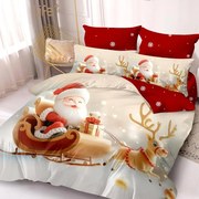 Lenjerie de pat 2 persoane, bumbac finet, 6 piese, 2 fete, Craciun SPAC2332