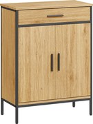 HOMCOM Dulap pentru baie, rafturi pe două niveluri, sertar mare, stil industrial, aspect stejar | Aosom Romania