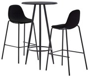 vidaXL Set mobilier de bar, 3 piese, negru, material textil