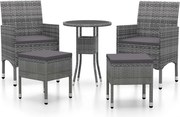 vidaXL Set mobilier de grădină, 5 piese, gri, poliratan