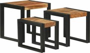 vidaXL Masa de cuibărit 3 pcs Lemn masiv de acacia și metal