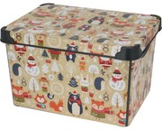 Cutie de depozitare cu capac Motiv de iarnă, 22 l,bej, 40x23x30cm