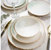 Set de veselă 24 piese alb/verde/porțelan