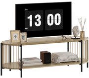 HOMCOM Suport TV Stil Bohemio pana la 55 Inch cu Design in Sfoara de Hartie si 2 Rafturi Deschise 124x43,5x41 cm Natural | Aosom Romania