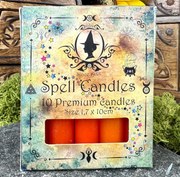 Set 10 lumanari portocalii pentru ritualuri de creativitate, deschidere si relatii, 10x1.7 cm