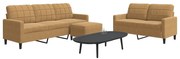 vidaXL Set de canapele cu perne, 3 piese, maro, catifea