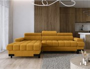 Coltar extensibil cu lada SELVA MINI, sezlong stanga, stofa catifelata
