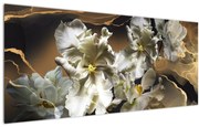 Tablou - Flori de orhidee pe fundal de marmură (120x50 cm)