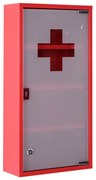 HOMCOM Dulap Prim Ajutor Montabil Perete, Cutie Medicamente, 60x30x12 cm, Roșu | Aosom Romania