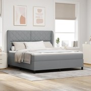 vidaXL Pat cu arcuri cu saltea Gri deschis 180 x 200 cm țesătură